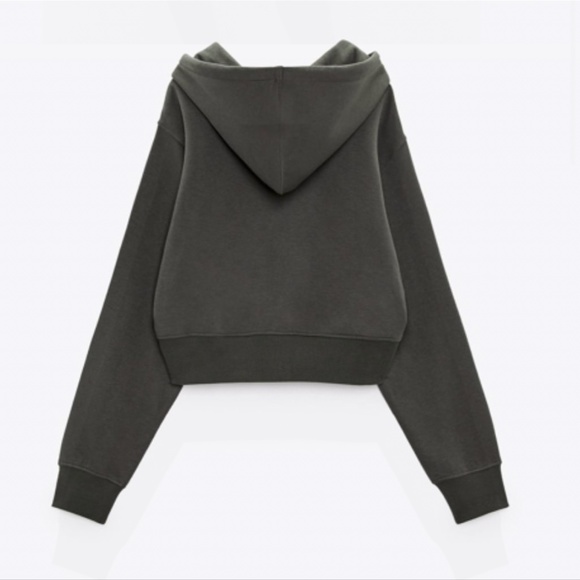 NWT ZARA BASIC CROP SWEATSHIRT GRAY - Picture 4 of 6